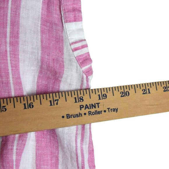 Gap Pink Linen Shirt Nautical Striped Spring Summer Resortwear Sleeveless Sz M - Picture 7 of 8